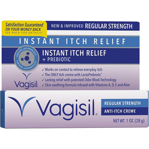 Vagisil Regular Strength Anti-Itch Moisturizing Feminine Cream for Women, Gynecologist Tested, Hypoallergenic, Fast-acting and Long-lasting Itch Relief, Vaginal Moisturizer Soothes and Cools, 1 oz