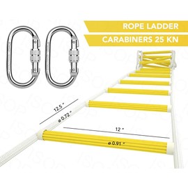 ISOP Climbing Down Rope Ladder 25ft l Compact Portable Emergency Rope Ladder 25ft l Rope Ladder for Kids & Adults - Fire Evacuation Ladder l Tree House Ladder