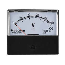 Heschen Rectangular Voltmeter Analog Panel Volt Voltage Meter 670 style DC 0-50V Class 2.0