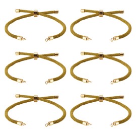 FASHEWELRY - 10 pulseras de eslabones de cadena de nailon ajustables con cordones trenzados, con hallazgos de latón dorado para suministros de pulseras de bricolaje (oliva)