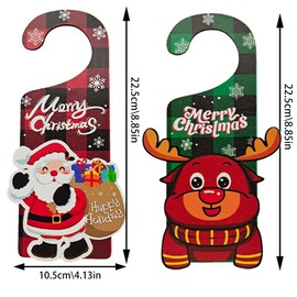 6 pcs Christmas Door Hanger Decorations, BOSOIRSOU 22.5cm Santa Claus Wooden Door Handle Ornament Indoor Door Knob Hanger Holiday Doorknob Decorations