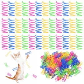 Nodaaiie 300 Pcs Cat Spring Toys, 4 Colors Plastic Spiral Interactive Coils for Indoor Cats, Swatting Biting Hunting Play for Kittens