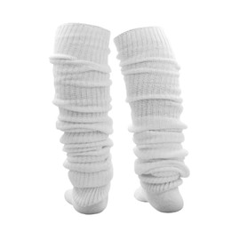 AWOCAN Loose Socks Japanese Style Student Girl's Socks White Lolita Leg Warmer Bubble Slouch Cotton Socks Super Long Socks 15.7-70.9 inches (60CM(23.62inch))