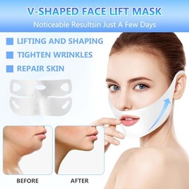 5Pcs Mascarilla V Line, Mascarilla para el cuello Cuidado de la cara Contorno Lifting Up Máscara reafirmante hidratante facial en forma de V para...  