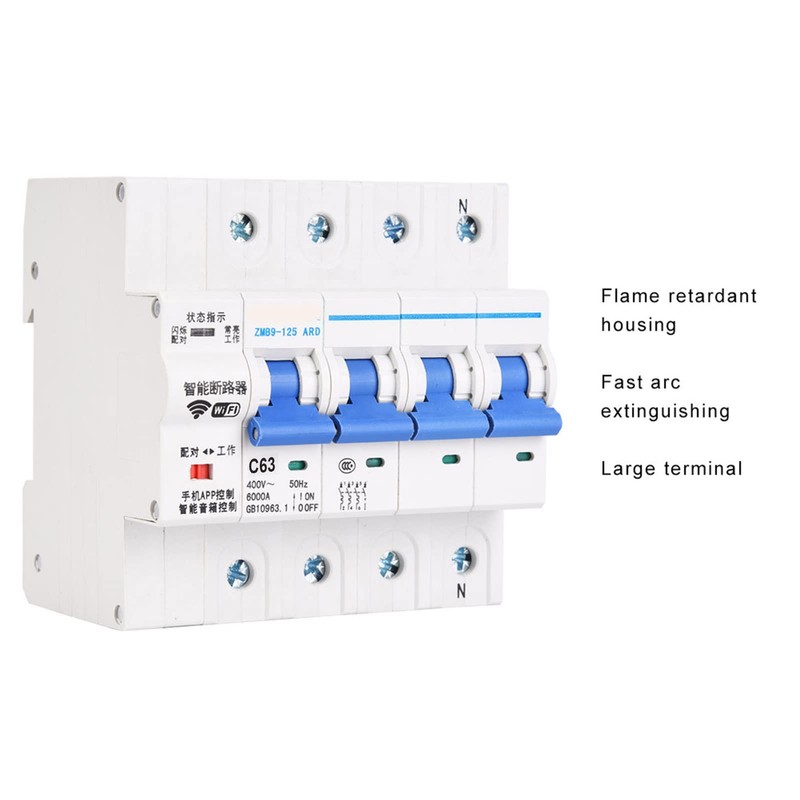 Intelligent Circuit Breaker, WiFi 4P Wireless Remote Control Switch, 25A