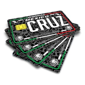 Cruz Credit Card Skin Cover Vinyl Stickers (4 Pack) -Mexican Decal Mexico Car Plate Adhesive Cruz