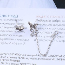 Cimenexe Bohemian Long Butterfly Earrings Paved Butterfly Stud Earrings Crystal Butterfly Tassel Drop Earrings Silver Butterfly Chain Earrings Jewellery for Women and Girls