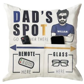 RABUSOFA Gifts for Dad Father's Day Throw Pillow Case, Dad's Spot Throw Pillow Covers 18x18 Inch with 2-Pocket Dad Gifts from Daughter Son Birthday Christmas Thanksgiving Day Gifts for Papa Stepdad