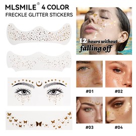 Face Makeup Patches Party Freckles Tattoo Stickers Waterproof Long Lasting Face Sparkles Patches Natural Brown Fake Freckles Makeup Patches Glitter Freckles For Face (4)
