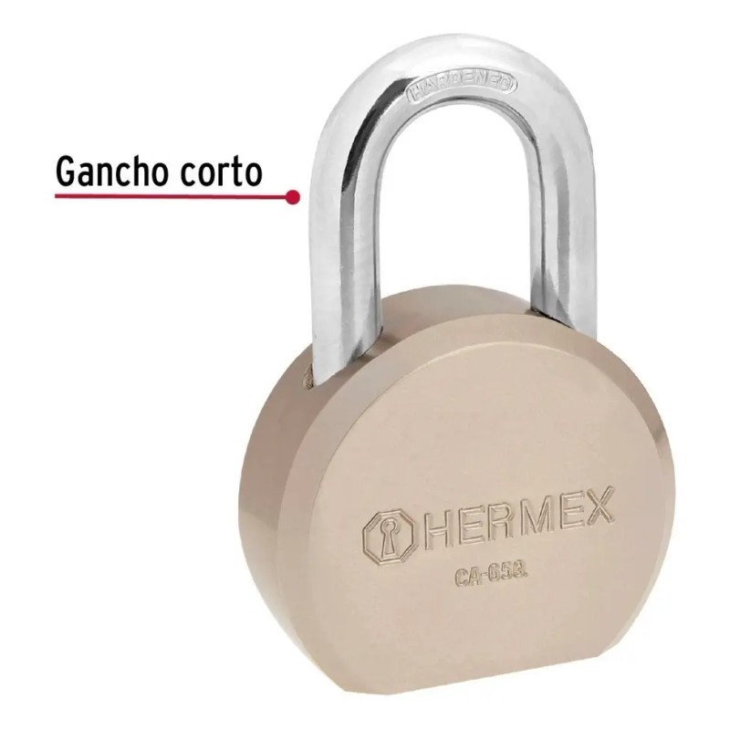 Candado Hermex Redondo 65mm 3 Llaves De Punto Gancho Normal
