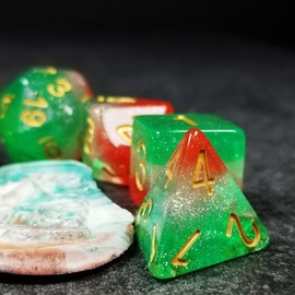 Sage’s Portal Cantrips DND Dice Set - Round Edge Resin 7-PC Polyhedral DND Dice Set for Dungeons and Dragons D&D RPG Tabletop TTRPG (Watermelon)