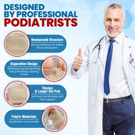 Pnrskter Ball of Foot Cushion Pads - L Sise Medical-Grade Gel Metatarsal Pads to Relieve Forefoot Pain and Pressure, Ideal for All-Day Standing Workers, 2PCS