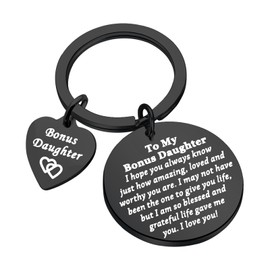 PLITI Bonus Daughter Gift Form Mom Dad Stepdaughter Gift Unbiological Daughter Gift To My Bonus Daughter Keychain (Bonus Daughter blessed blCA)