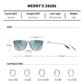 MERRY'S Unisex Polarized Aluminum Sunglasses Vintage Sun Glasses For Men/Women S8286