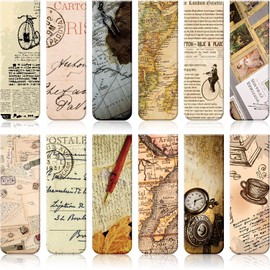 Tenare - 12 marcadores magnéticos para páginas, variados, retro, de doble cara, clips de marcadores de imán para mujeres, hombres, amantes de los libros, suministros