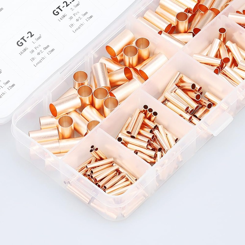 Glvaner Small Pipe, Copper Crimp Terminal, Splice, Terminal Sleeve, Copper