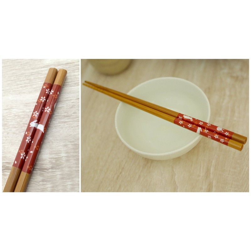 Aoba Chopsticks Dishwasher-Safe, Natural Wood, Susu Bamboo, Wild Rabbit, 5