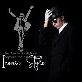 Pop King Jackson Costume - Unisex 3 Piece - M-J Sequin Gloves, Black Fedora Hat and Silver Aviator Sunglasses - 80s 90s Themed Halloween Cosplay Stage Party Outfit