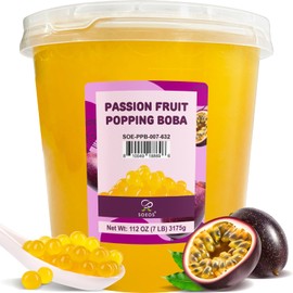 Soeos Passion Fruit Popping Boba Pearls, Bursting Boba Pearls for Bubble Tea, Beverages, Shakes, Desserts, Smoothie and Ice Cream Topping (7LB, 1 Pack)