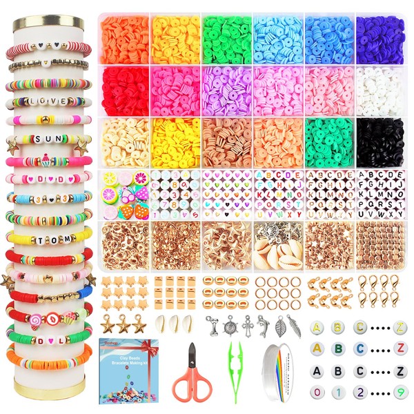 Dazhqp 5300 pieces Heishi beads set, for bracelets, for threading,