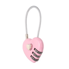 M METERXITY 1-Pack Combination Padlock, Zinc Alloy 3 Digit Password Heart Shaped Cable Luggage Combo Lock for Suitcase/Gym Locker/Backpack, Outdoor Keyless Lock [Pink]