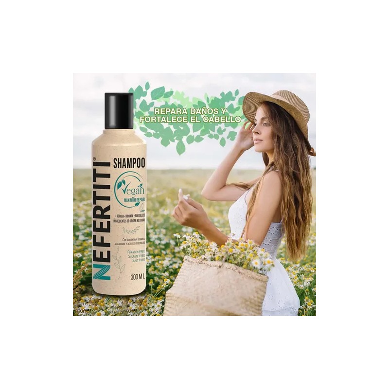 Shampoo Vegan Nefertiti Sin Sal Y Sin Sulfatos Con Keratina