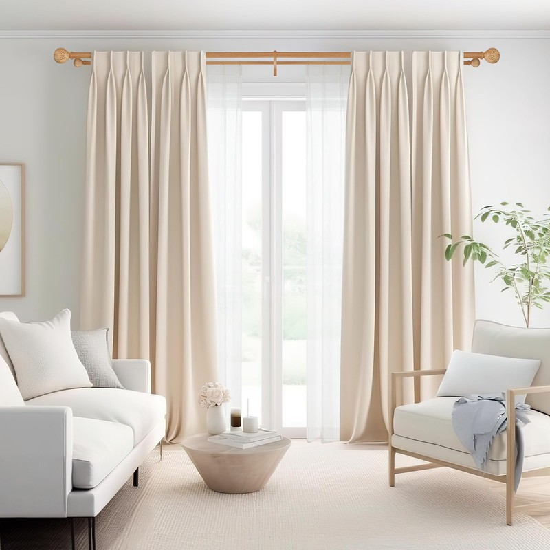 Mayrhyme Wood Double Curtain Rods Set for Windows 36 to