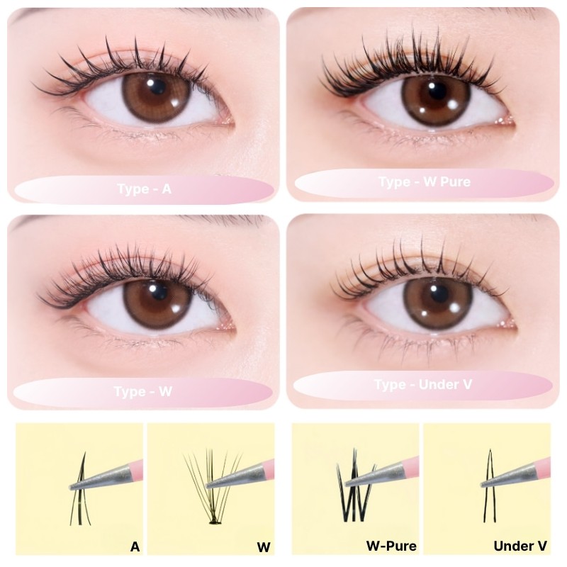 CCAM BBAK I-dol A/W/Under Type Eyelash 9-11mm Set, Type:Under V