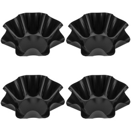 JEUIHAU 4 PCS 7 Inches Tortilla Bowl Maker, 8 Petal Shape Taco Salad Shell Mold, Tortilla Shell Pans Taco Shell Maker for Taco Bowls, Salads, Dips, Black, 17.6*6CM