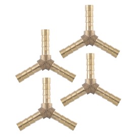 X AUTOHAUX 4 Pcs 6mm Y Shaped Hose Barb Brass Hose Fitting Connector Gold Tone