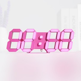 KOSUMOSU Digital Wall Clock LED Table Clock with Adjustable Brightness Pink 9.7 Inch Remote Control Time Display (12/24 Hours) Date Temperature (℃/℉) Alarm Function ACD-210P