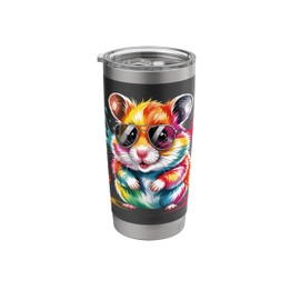Hamster Colorful Watercolor Hamster Sunglasses For Men Women Stainless Steel Insulated Tumbler