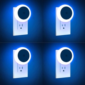 Zlylefun LED Night Lights, Plug into Wall Night Light Lamp 4-Pack, 3000K 0.5W Dusk to Dawn Sensor, Plug in Nightlights Auto-On/Off for Bedroom, Bathroom, Kitchen, Stairs, Hallway Smart Home Blue