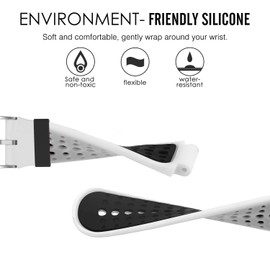MoKo Armband Kompatibel mit Garmin Forerunner 235/235 Lite/220/230/620/630/735XT, Silikon Ersatz Uhrenarmband Einstellbar Sportarmband Wechselarmband, Weiß/Schwarz