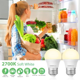 DEGNJU LED Refrigerator Light Bulb 40 Watt 120V, Appliance Bulb Soft White 2700K, Fridge Light Bulb, 650 Lumen A15 Light Bulb, Ceiling Fan Light Bulbs, E26 Medium Base, 5.5W, Non-Dimmable, 4 Pack