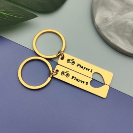 Valentines Day Gift for Husband Anniversary Keyring Gift for Couple Gamer Lovers Gift Player 1 Player 2 Matching Keyring Set Couple Jewelry for Boyfriend Engagement Wedding Gift for Women Men Him Her