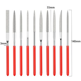 10 Pack Diamond Files Set, Mini Needle Jewelry File, Carbon Steel File, Hardened Alloy Strength Steel Files, Round Triangular Square Flat File for Metal, Wood, Sanding, Jewelers Crafts Hobbies