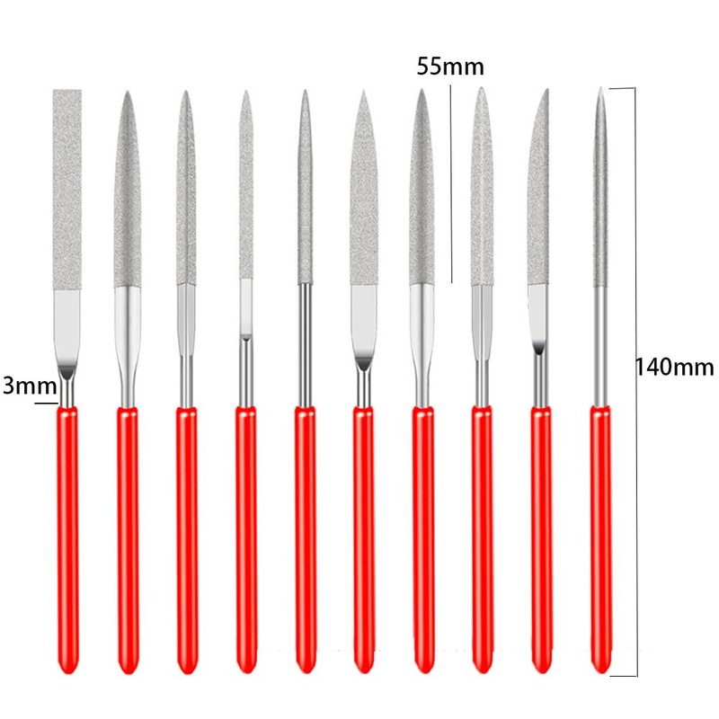 10 Pack Diamond Files Set, Mini Needle Jewelry File, Carbon