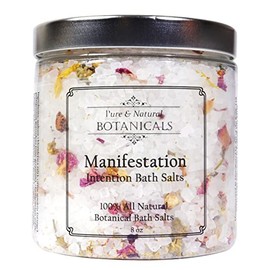 Manifestation Intention Bath Salts | 100% All Natural 8 oz | Hand Blended with Herbs & Essential Oils | Wiccan Pagan Magick Spiritual