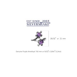Silvershake 1.24ct. Natural Amethyst 925 Sterling Silver Turtle Bypass Ring Size 11
