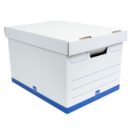 Office Depot 60% Recycled Quick Set-Up Storage Boxes With Lift-Off Lid, Letter/Legal, 10inH x 12inW x 15inD, White/Blue, pk Of 12, 0800303