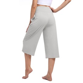 Kivdol 3 PACK Womens Wide Leg Yoga Capris Crossover High Waist Casual Capri Pants Loose Soft Pajama Pockets Sweatpants