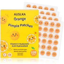 AUSLKA Orange Pimple Patches, Spot Dots Sticker for Face, Cute Zit Patches for Women, (120 Pcs) Cover Zit Patches in Skin, Spots Hydrocolloid Patches