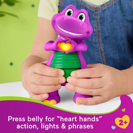 Barney World Musical Toy Heart Hands Figure, 5.7 Inches Tall with Lights & Phrases for Kids Ages 2+ Years