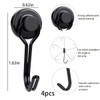 KARELLS Black Magnetic Hooks, Magnetic Hooks, Pack of 4 Magnetic