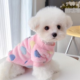 Small Dog Sweaters with Cute Patterns | Plush Sleeveless Vest with Leash Ring, Fleece Puppy Clothes for Indoor Photos & Play (Love, S)