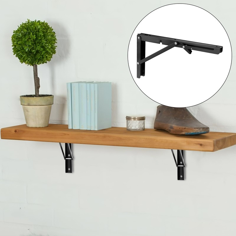 SEHOI 6 PCS 12 Inch Folding Shelf Brackets, Black Heavy
