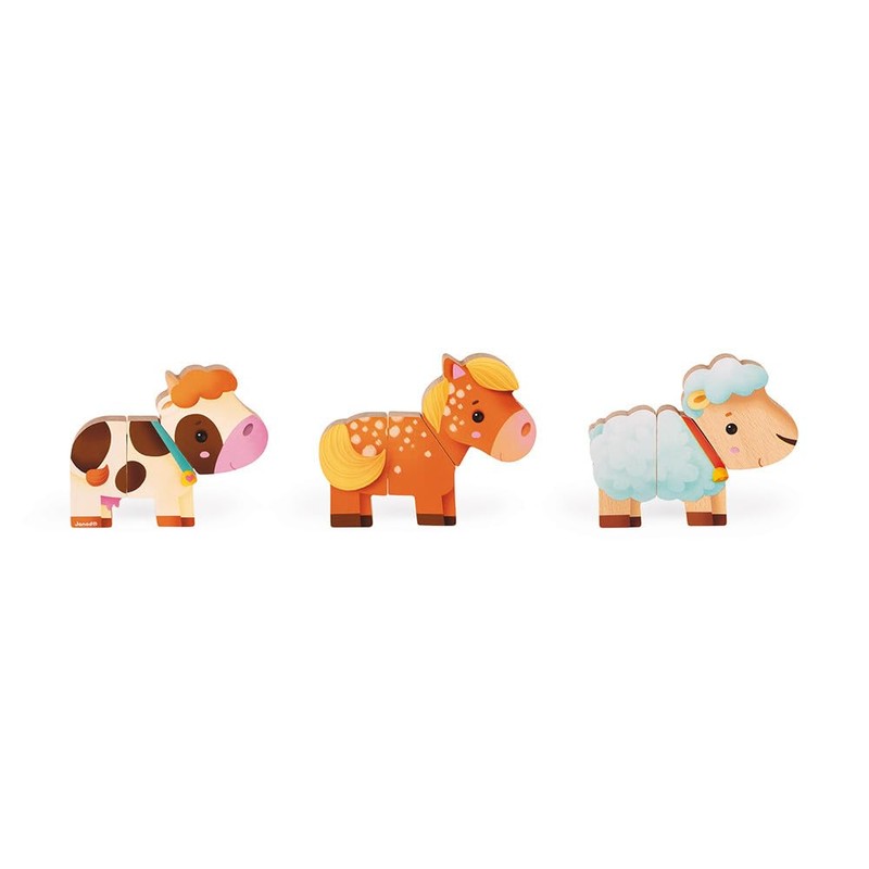 Janod - Funny Farm Animals Magnets - Wooden Magnetic Early