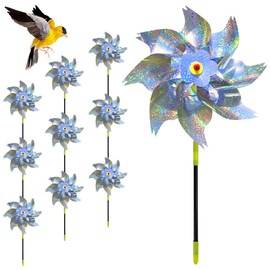 10 Stück Windrad Vogelabwehr, Reflektierende Windmühle Taubenschreck Taubenabwehr Vogelschreck Windrad Windspiel Garten für Farm Obstgarten Hof (Silberne Punkte)