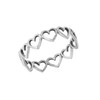 81stgeneration Women's 925 Sterling Silver Multiple Cut-Out Love Heart Band